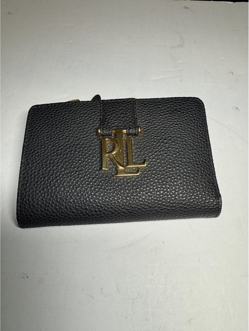 Lauren Ralph Lauren RLL Black With Gold Tone Wallet Coin Pouch Billfold